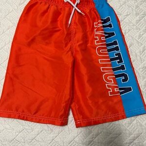 Nautica Boys Orange and Blue Swim Trunks